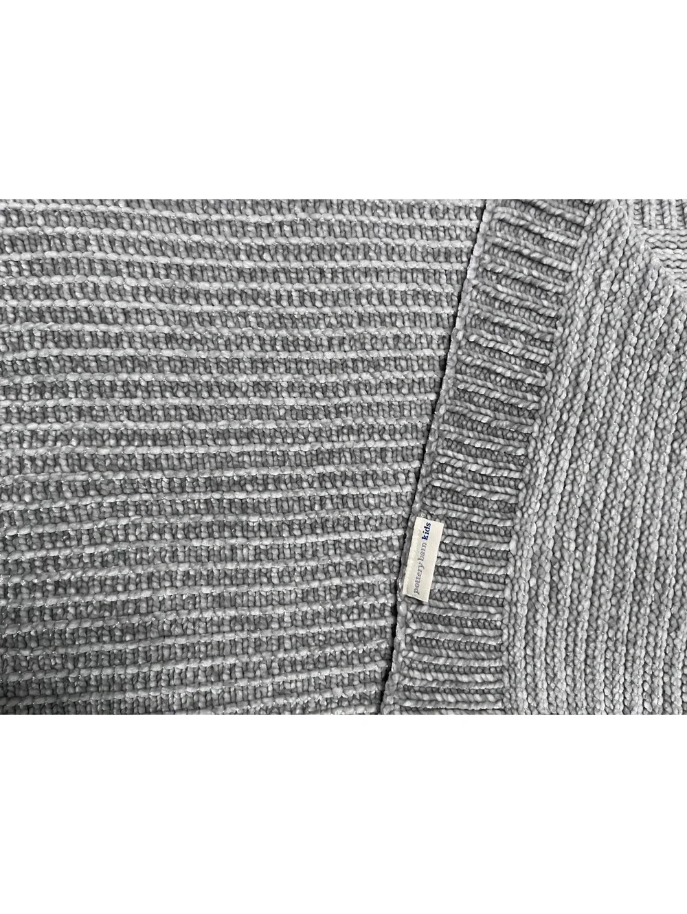 Pottery Barn Kids Shimmer Gray Chenille Chunky Knit Baby Blanket Nursery Throw